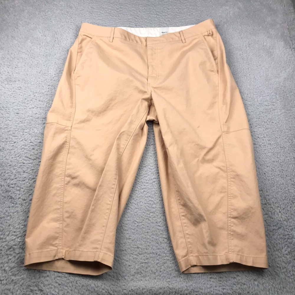 Maeve Curved Cropped Chino Pants Womens 20W (39x21) Tan Barrel Leg Anthro *Flaw